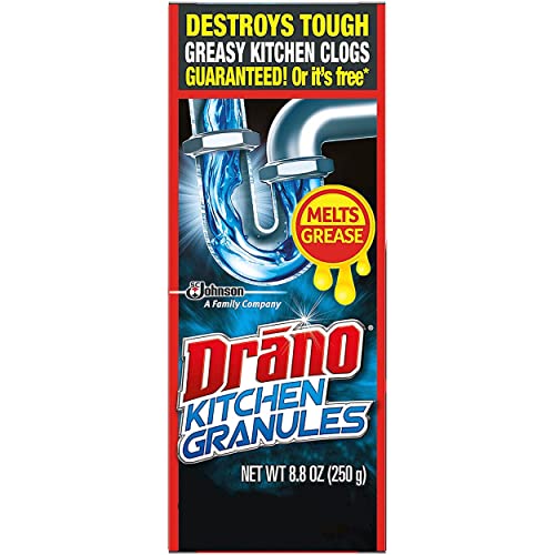Drano Kitchen Granules Drain Clog Remover and Cleaner, Unclogs blockage from Grease or Cooking Oil, 8.8 oz - size: 8.8 Oz (Pack of 1)