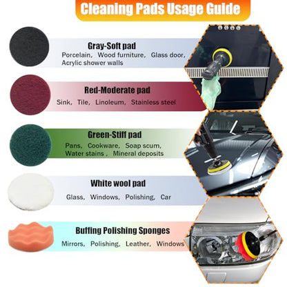 10Pcs Drill Brush Attachment Set, Drill Scrubber Brush Kit Include Scrub Pads, Drill Cleaning Brush Attachment Set for Bathroom, Tub, Tile,Floor, Grout, Boat - style: 10pcs