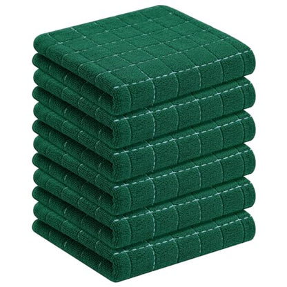 Homaxy 100% Cotton Terry Kitchen Towels(Dark Green, 13 x 28 inches), Checkered Designed, Soft and Super Absorbent Dish Towels, 6 Pack - color: Dark Green, size: 13 X 28 - 6 Pack