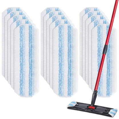 15 Pack H2prO Mop Pads Compatible with O Ceda H2PrO Flat Mop System, 100% Microfiber Mop Head Replacements, Washable and Reusable for H2prO Mop Refills, White - color: White-15 Pack