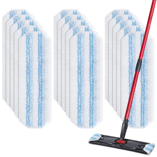 15 Pack H2prO Mop Pads Compatible with O Ceda H2PrO Flat Mop System, 100% Microfiber Mop Head Replacements, Washable and Reusable for H2prO Mop Refills, White - color: White-15 Pack
