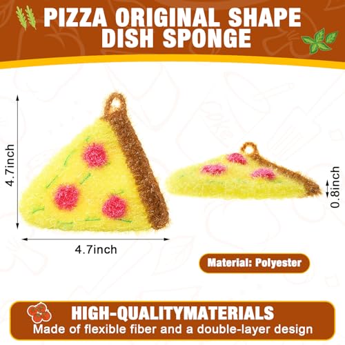 Breling 6 Pieces Pizza Shape Dish Sponge Dual Sided Non Scratch Dish Washing Scrubbers, Reusable Household Cleaning Kitchen Tools for Dishwashing Washing Dishes Cookware - style: Pizza