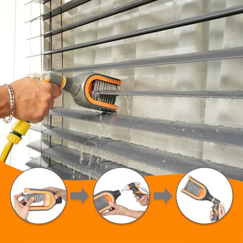 Large Blind Cleaner Duster Tool, Blind Brush, with Water Connection, Cleaning Brush for C or Z Slats, Brush Head 180° Rotation, Replaceable Bristles