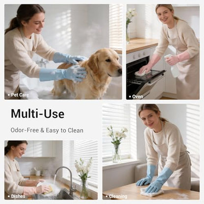 ThxToms 2 Pair Nitrile Dishwashing Cleaning Gloves,with Cotton Flocked Liner,Skin-Friendly & Anti-Slip Design,Y&P - size: Large