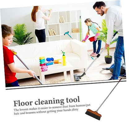 SECFOU Stainless Steel Handle Long Handle Broom Soft Bristle Office Broom Sweeper Dust Remover