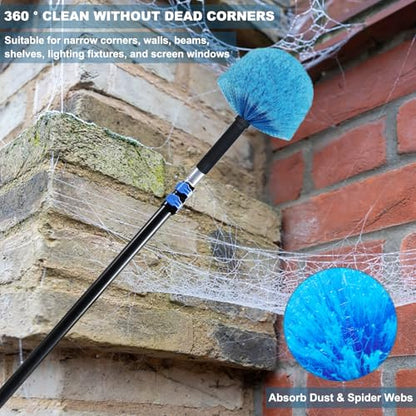 Tonmp Twist-On Cobweb Duster Head Brush // Spider Web Brush for Outdoor & Indoor Web Cleaning // Fits Standard Acme Threaded Poles // Brush Head Only -1 Pack