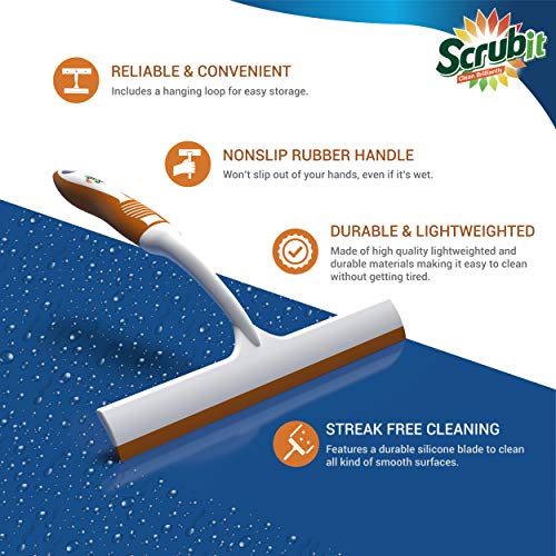 SCRUBIT Window and Shower Squeegee, Lightweight Squeegy Cleaner for Windows, Glass, Car Windshield, and Mirror - Streak Free Cleaning Tool for Shower Doors, Kitchen and Bathroom - size: 1 Count (Pack of 1)