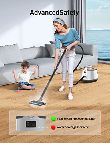 Steam Cleaner, 293°F 58 PSI Powerful Multipurpose Handheld Steam Mop for Home Use, 21 Attachments, 50Oz Capacity, Heavy Duty Steamer for Carpets, Floors, Cars, Tiles, Crack Cleaning, Champagne