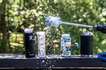 RotoScrub Bottle Brush - Drill Accessory - Clean Water Bottles, Coffee Mugs, Cups, Pots, Glasses, Jars, Blenders & Pitchers - color: White/Blue, size: Bottle Brush - 1 Piece