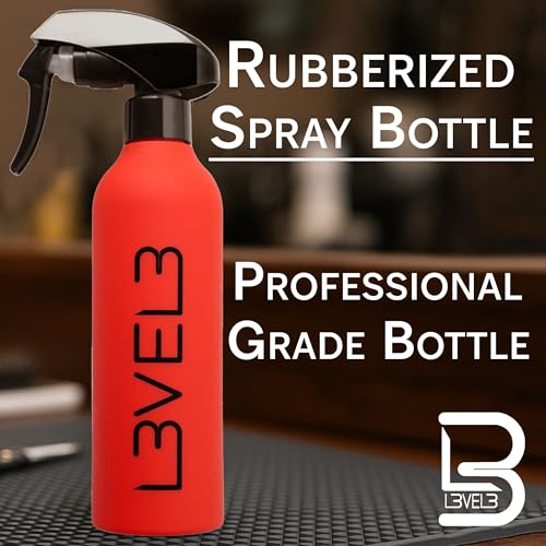L3 Level 3 Rubberized Spray Bottle - Precise Action Mist Bottle for Effortless Hair Styling - Rubber Grip for Total Control - color: Red