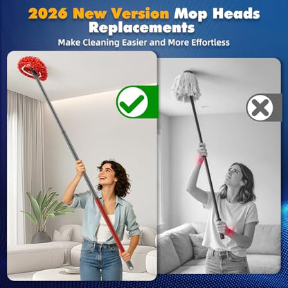 6 Pack Spin Mop Replace Head for O Cedar, Microfiber Mop Heads Replacements for Ocedar Easywring 1 Tank Spin Mop, Wet & Dry Use for Floors, Walls, Ceilings, and Windows Cleaning, Included Laundry Bag