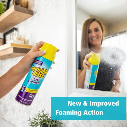 Invisible Glass 91160-3PK Premium Aerosol Glass and Window Foaming Cleaner Spray – Cleans Glass, Windows, Mirrors, Shower Doors, and More – Streak-Free, Ammonia-Free, Tint-Safe – 19 oz (Pack of 3) - size: 19 Ounce (Pack of 3)