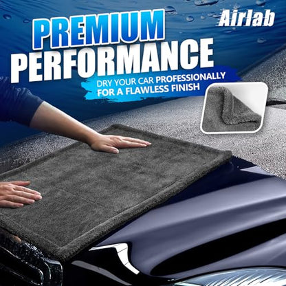 Airlab Car Drying Towel Microfiber Towels for Cars 1200 GSM Wash Auto Detailing Supplies Twist Pile Cleaning Cloth Absorbent Quick Dry Soft Loop Dry Flash Towel, 24 x 16 Inch, Pack of 1, Grey - color: 24 X 16 Inch, Pack of 1, Dark Grey, 1200 Gsm