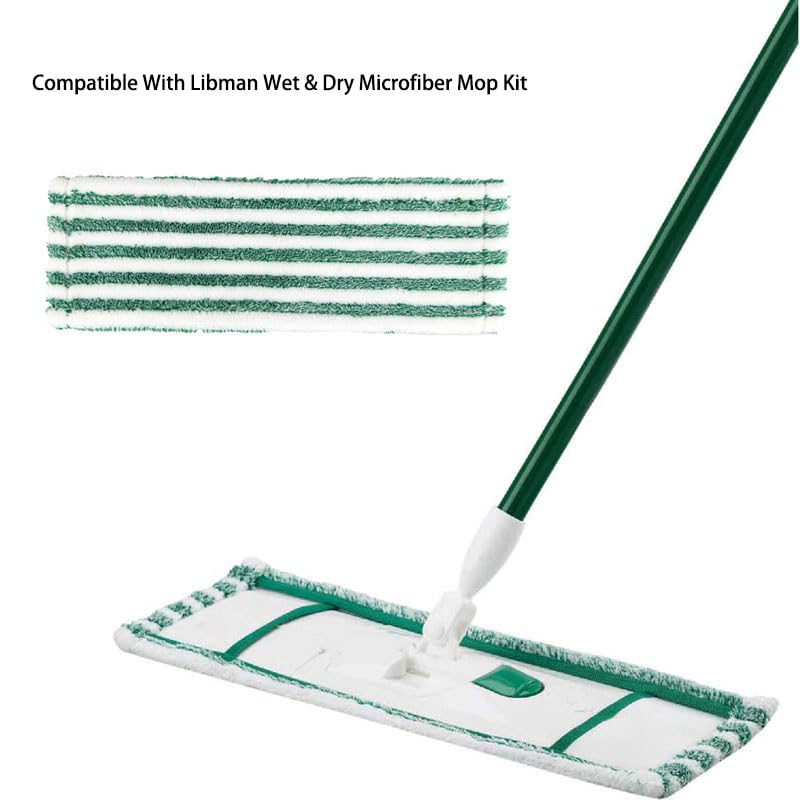 Libman Wet & Dry Microfiber Mop Refills - 2 Pack Reusable Washable Microfiber Cloth Mop Head Pads for Wet and Dry Use