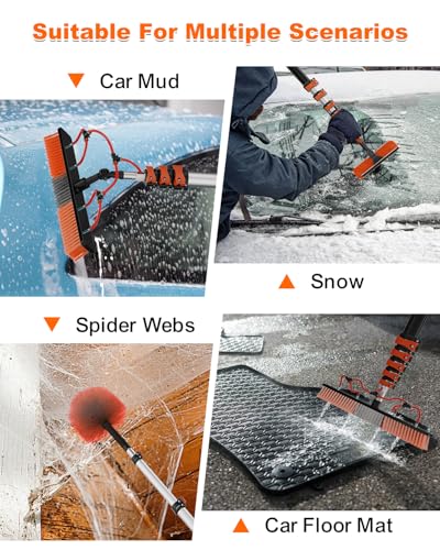 30Ft Reach Solar Panel Cleaning Brush Kit with 5-24ft Telescoping Pole, Water Fed Window Cleaner Tool with 20" Brush, Soap Dispenser, Cobweb Duster, Squeegee for Roof, RV, Gutter, Boat, Deck