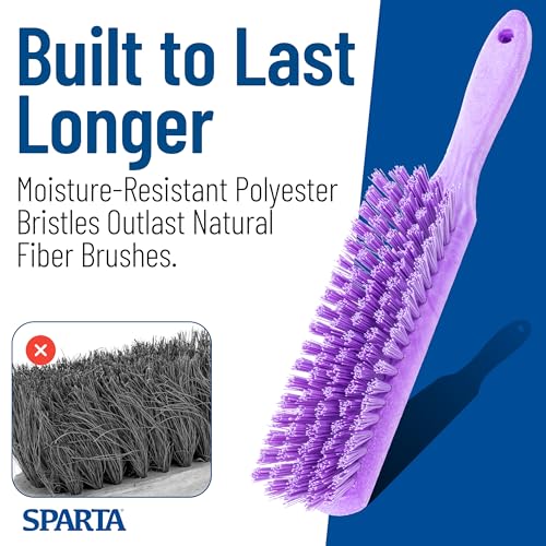 SPARTA 8 Inch Soft Counter Brush with Polyester Bristles and 5 Inch Handle, Color Coded Handheld Broom for Tables Countertops and Foodservice Surfaces, 13 Inch Overall Length, Purple - color: Purple