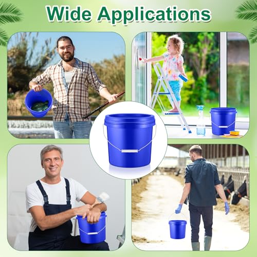 Tioncy 10 Pcs 2 Gallon Plastic Bucket with Lid Heavy Duty 2 Gallon Bucket Pail with Lid Handle for Storage Container Home Household Cleaning(Blue) - color: Blue