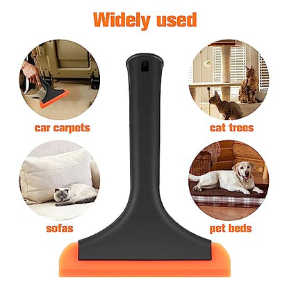 Silicone Pet Hair Removal,Pet Hair rubber Carpet Rake Cat Dog Hair Remover with 8in Long Handle Pet Hair Remover for Furniture Couch Carpet