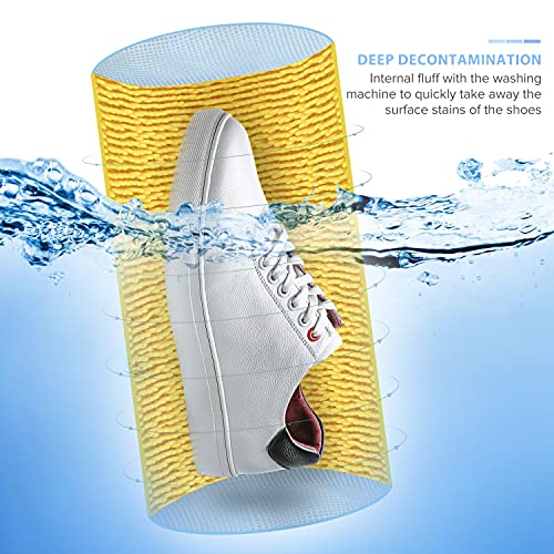 Teletrogy Shoes Laundry Bag Keep Shoes Clean, Shoe Wash Bag for Washing Machine, Durable Zipper Laundry Washing Bag, Sneaker Tennis Cleaner Kit Adjustable Shoe Trees - Home Dorm Travel Essentials - color: Yellow
