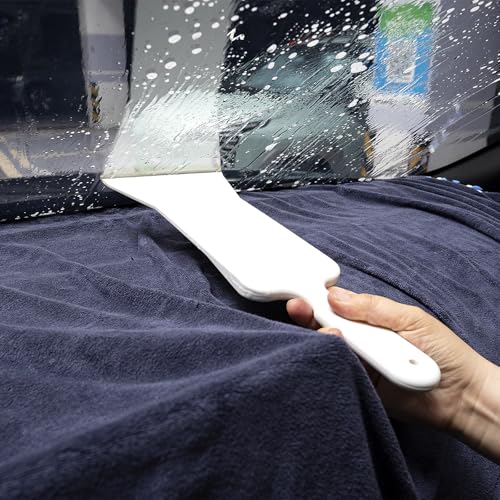 Gomake Window Tint Tool with 12 Inch Tint Brush, Long Handle Auto Bulldozer Squeegee Scrubber Paddle Squeegee Kit, Flat Glass Scraper Cleaning Tool for Car Front Windows Rear Glass