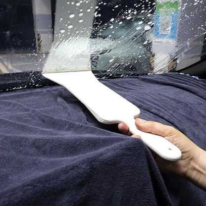 Gomake Window Tint Tool with 12 Inch Tint Brush, Long Handle Auto Bulldozer Squeegee Scrubber Paddle Squeegee Kit, Flat Glass Scraper Cleaning Tool for Car Front Windows Rear Glass