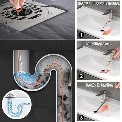 1/3pcs Extra Long Stainless Steel Drain Pipe Unclogging Hook,Nylon Coated-Suitable for Bathroom Sink, Bathtub/Shower Drain Pipes/Plumbing Accessory|Durable Nylon Material, Drain Cleaning Too (3pcs) - size: 3pcs