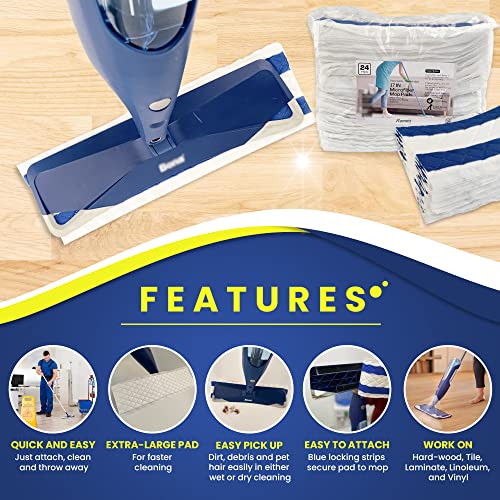 18 Inch Microfiber Disposable Mop Pad 24 Pack for All 16-18'' Hook & Loop System Mop, Wet Dry Cleaning Pad Compatible with Bona,Rubbermaid,Turbo,Norwex (18 in, 24 Pack) - color: 18 In, 24 Pack