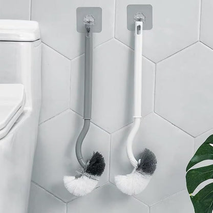 2Pcs Curved Toilet Bowl Brush Without Holder for Bathroom Deep Cleaning, Toilet Brush Durable Under The Rim Household Cleaning Brushes (Gray+White)