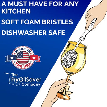 Foam Goblet Wine Glass Cleaner Brush - Foam Wine Glass Brush Cleaner - Non-Scratch & Soft Bristles for Wide Neck Glasses - Dishwasher Safe - For Home, Hotel, Restaurant, Bar - by FryOilSaver Co. B232C - size: Goblet