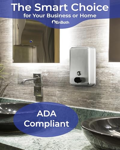 Commercial Soap Dispenser Wall Mount - 37oz (2-Pack), Heavy Duty, Stainless Steel Manual Soap Dispenser for Bathrooms with Corrosion Proof Lining and Anti-Leak, Patent-Pending Pump Design - size: 2-Pack