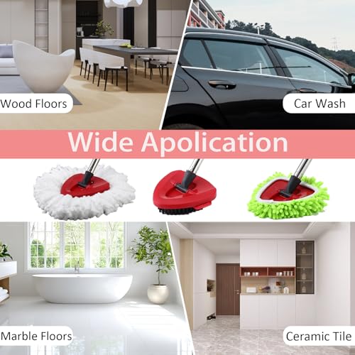 Replacement Head Spin Mop Refills Compatible with O Cedar EasyWring 1-Tank (1 Mop Handle & 3 Mop Head & 1 Scrubber & 1 Base) - size: 1 Mop Handle & 3 Mop Head & 1 Scrubber & 1 Base