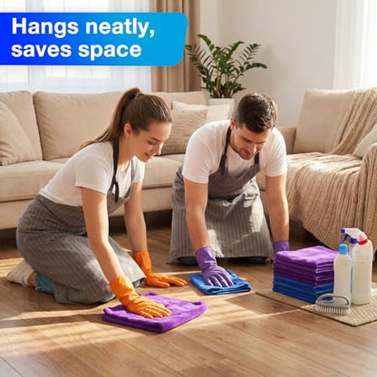 Nuenen 60 Pcs Microfiber Cleaning Cloths for Cars 16 x 16 Inch Ultra Absorbent Car Towels Drying Reusable Cleaning Supplies House Kitchen Window Microfiber Towel (Purple,Blue) - color: Purple,blue