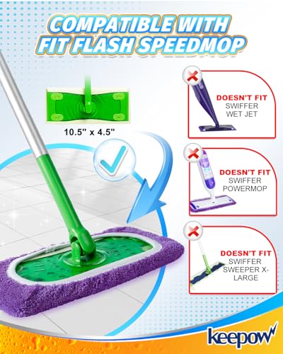 KEEPOW 8 Pack Reusable Mop Pads Compatible with Swiffer Sweeper (Purple) | Washable Microfiber Dry Sweeping Cloths and Wet Mopping Refills for Hardwood, Tile, and Laminate Floors - color: 8 Pack Purple