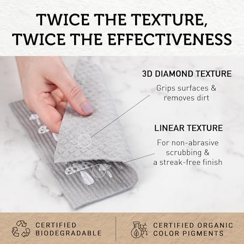 Nordhus Design Swedish Dishcloths,10 Grey Cloths, Made in Sweden - Reusable, Washable Cellulose Cotton Kitchen Cloths - Replace Paper Towels, Wipes, Sponges, Dish Rags - color: 3. Nordic Forest