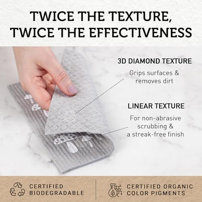 Nordhus Design Swedish Dishcloths,10 Grey Cloths, Made in Sweden - Reusable, Washable Cellulose Cotton Kitchen Cloths - Replace Paper Towels, Wipes, Sponges, Dish Rags - color: 3. Nordic Forest