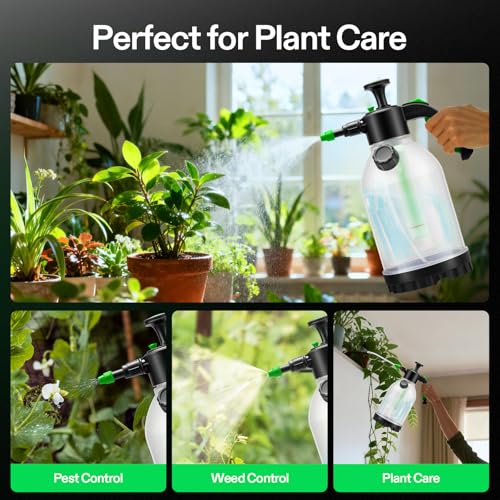 VIVOSUN 70oz Pump Sprayer, Portable Water Spray Bottle for Spraying Plants, Flowers, Weeds and Cleaning, Hand Pump with Side Filling Port, Measuring Cup, Adjustable Nozzles - size: 70oz