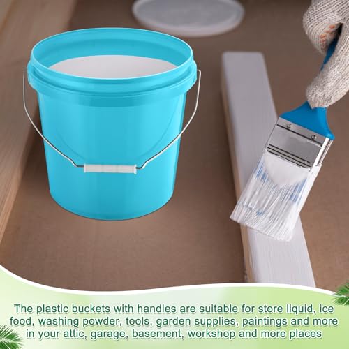 Tioncy 10 Pcs 2 Gallon Plastic Bucket with Lid Heavy Duty 2 Gallon Bucket Pail with Lid Handle for Storage Container Home Household Cleaning (Light Blue) - color: Light Blue
