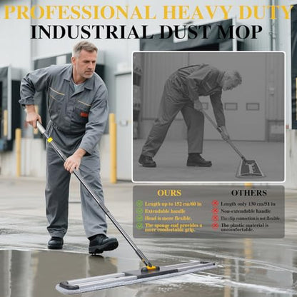 Masthome 36" Commercial Mop, Heavy Duty Industrial Floor Mop with 2 Microfiber Pads, 60" Adjustable Large Dust Mop,Wet Dry Flat Mops for Office Garage Warehouse Factory Mall - color: Grey Large