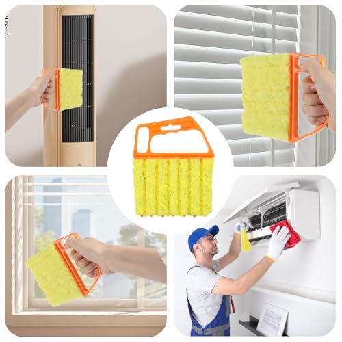 12pcs blinds cleaner tool handheld mini blind cleaner for vinyl blinds 7Finger Washable blind cleaners duster tool for Air Conditioner Window Fan Siding Dust Dirty Removable window cleaners