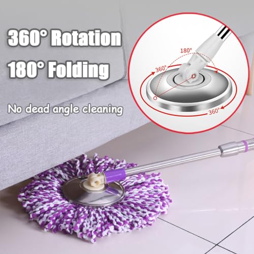 Extended Spin Mop Replacement Mop Handle, Upgraded 60-inch 360 Degrees Rotating Telescopic Replacement Mop Stick for Spin Mop Bucket Cleaning System Floor Cleaning (Plastic Disc, Green) - color: Green, style: Plastic Disc