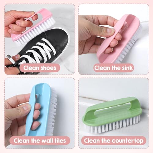 Scrub Brush 12-Pack Heavy Duty Multi-Purpose Cleaning Brushes with Stiff Bristles, 4 Colors (Purple Pink Blue Green) for Floor Laundry Bathtub Sink Tile & Household Surfaces