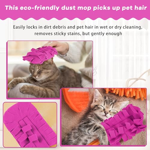 Zubebe 6 Pcs Duster Refill Reusable Fleece Duster Refills Feather Flat Dusters Multi Surface Washable Cleaning Pads Tools for Home, Blinds, Car, Pet, Furniture, Fans (Peach Red) - color: Peach Red