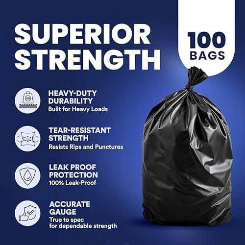 Plasticplace 55-60 Gallon Trash Bags │ 1.5 Mil │ Black Heavy Duty Garbage Can Liners │ 36” x 58” (100 Count) - style: 1.5 mil. - 36" x 58"