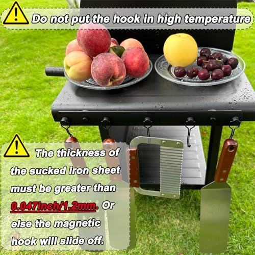 Heavy Duty Magnetic Mop Broom Holder, Srtong Magnetic Utensil Rack with 5 Hooks
