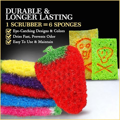 Dish Scrubbie Non-Scratch Dish Scrubber-Long Lasting & Odorless, Safe on Non-Stick, Cast Iron, Glass and Other Surfaces, Reusable Kitchen Sponge Alternative for Kitchen, Bathroom & Floors (Pack of 5)