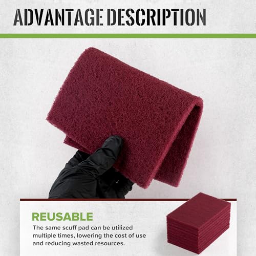 6" x 9" Maroon General Purpose Scuff Pads,10 Pack Abrasive Pads for Automotive Cleaning Surface Preparation,320 Grit,Scotch Abrasive Brite Pad - color: 320grit-Maroon