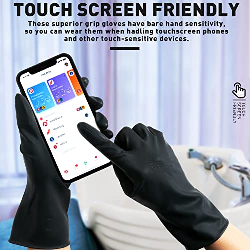 ThxToms Chemical Resistant Reusable Latex Gloves, 5 Pairs Professional Hair Coloring Rubber Gloves for Cleaning, Hair Dyeing - size: Small (10 Count)