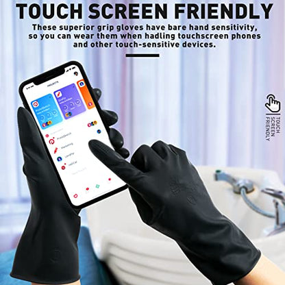 ThxToms Chemical Resistant Reusable Latex Gloves, 5 Pairs Professional Hair Coloring Rubber Gloves for Cleaning, Hair Dyeing - size: Large (10 Count)