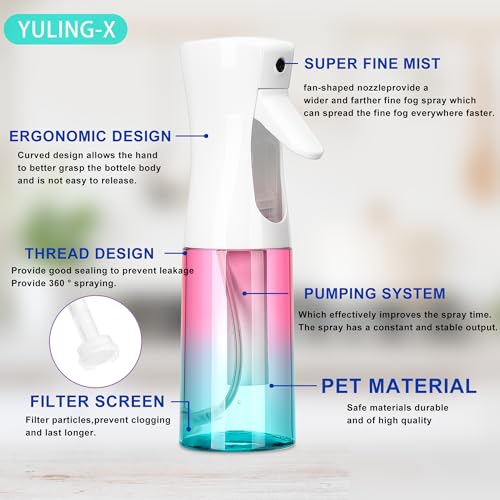 hair spray bottle, ultra-fine spray continuous spray bottle (200ml/6.8oz), used for hair design, vegetation, cleaning and skin care - empty, reusable (Gradient) - color: Gradient