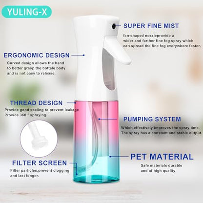 hair spray bottle, ultra-fine spray continuous spray bottle (200ml/6.8oz), used for hair design, vegetation, cleaning and skin care - empty, reusable (Gradient) - color: Gradient